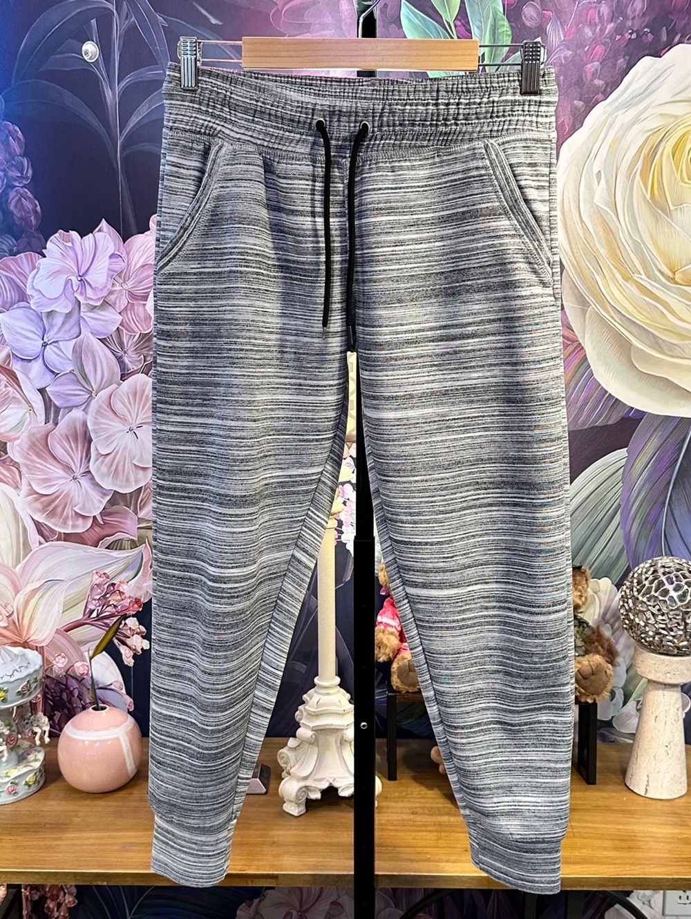 Beverly Hills Polo Club M Sweatpants Gray Striped Polyester Joggers